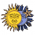 C1: Moon Face---Cadet Blue(Isacord 40 #1226)&#13;&#10;C2: Moon Rays---Nordic Blue(Isacord 40 #1076)&#13;&#10;C3: Moon Rays & Border---Cobblestone(Isacord 40 #1219)&#13;&#10;C4: Sun Face & Rays---Canary(Isacord 40 #1124)&#13;&#10;C5: Star---Meringue(Isacor