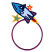 C1: Eyes & Teeth---White(Isacord 40 #1002)&#13;&#10;C2: Nose---Wave Blue(Isacord 40 #1094)&#13;&#10;C3: Body---Ice Cap(Isacord 40 #1074)&#13;&#10;C4: Fins & Circle---Dusty Grape(Isacord 40 #1255)&#13;&#10;C5: Flame---Poinsettia(Isacord 40 #1147)&#13;&#10;