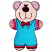 C1: Shirt---Wave Blue(Isacord 40 #1094)&#13;&#10;C2: Bear---Redwood(Isacord 40 #1057)&#13;&#10;C3: Stripes & Bow---Poinsettia(Isacord 40 #1147)&#13;&#10;C4: Ears---Iced Pink(Isacord 40 #1064)&#13;&#10;C5: Nose, Eyes & Outline---Black(Isacord 40 #1234)