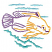 C1: Seafloor---Baccarat Green(Isacord 40 #1046)&#13;&#10;C2: Water---Island Waters(Isacord 40 #1045)&#13;&#10;C3: Fish Front---Bright Yellow(Isacord 40 #1124)&#13;&#10;C4: Fish Back---Wild Iris(Isacord 40 #1032)&#13;&#10;C5: Mouth & Eye---Orchid(Isacord 4