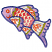 C1: Body---Raspberry(Isacord 40 #1511)&#13;&#10;C2: Body Shading, Head & Fins---Impatience(Isacord 40 #1111)&#13;&#10;C3: Head & Fins Shading---Wild Iris(Isacord 40 #1032)&#13;&#10;C4: Fin Light Stripes & Scales---Lemon Frost(Isacord 40 #1022)&#13;&#10;C5