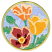 C1: Background---Winter Sky(Isacord 40 #1165)&#13;&#10;C2: Background---Lake Blue(Isacord 40 #1030)&#13;&#10;C3: Leaves & Stems---Light Kelly(Isacord 40 #1101)&#13;&#10;C4: Leaves & Stems---Pear(Isacord 40 #1049)&#13;&#10;C5: Top Petals---Apricot(Isacord