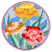 C1: Dark Background---Reef Blue(Isacord 40 #1196)&#13;&#10;C2: Light Background---Winter Sky(Isacord 40 #1165)&#13;&#10;C3: Dark Leaves---Emerald(Isacord 40 #1049)&#13;&#10;C4: Stems and Sepals---Bright Mint(Isacord 40 #1510)&#13;&#10;C5: Top Flower---Dai