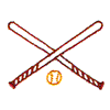 CROSSED BASEBALL BATS OUTLINE