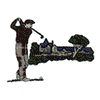 GOLFER AND CLUB HOUSE